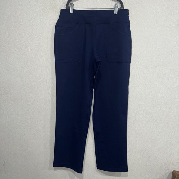 Lands End Pants Womens XS/Petit Navy Blue Activewear Crop  Pockets Stretch - Picture 1 of 8